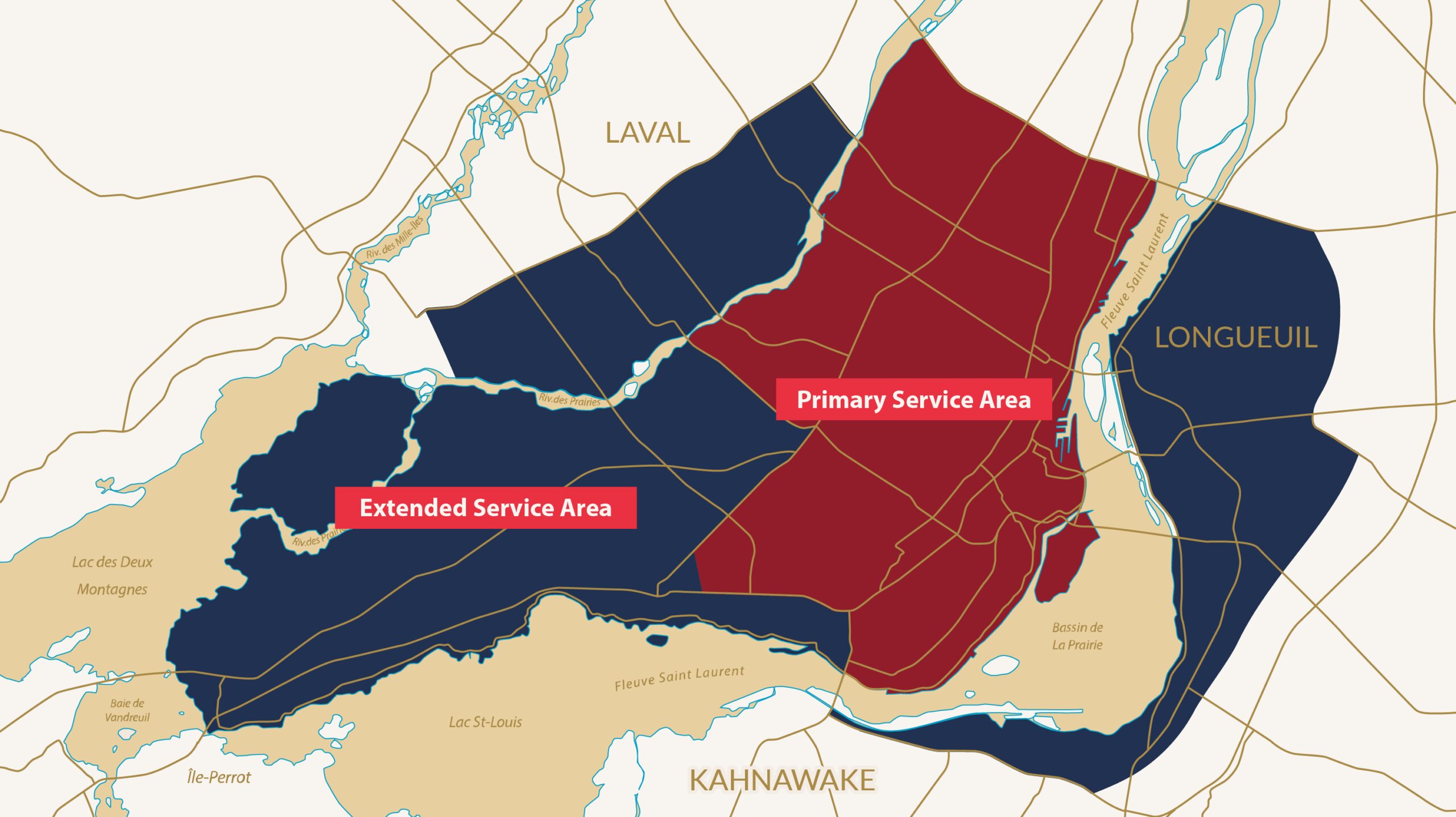 map of appliance services in Montreal